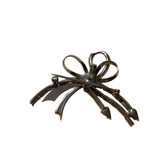 Vintage CR Co Signed 1/20 12K G.F. Charles Reis Clear Rhinestone Bow Brooch Pin - Picture 4 of 5